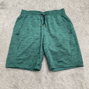 Zella Performance Casual Shorts Mens Small Heather Green Elastic Tech Fleece